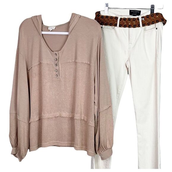 BOHO Knit hooded Top in Mocha - Picture 7 of 8